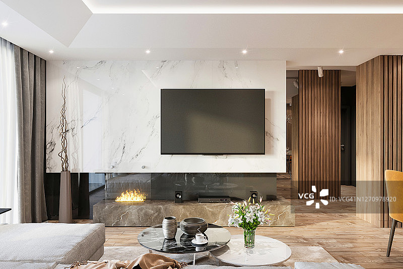 现代公寓客厅内景图片素材