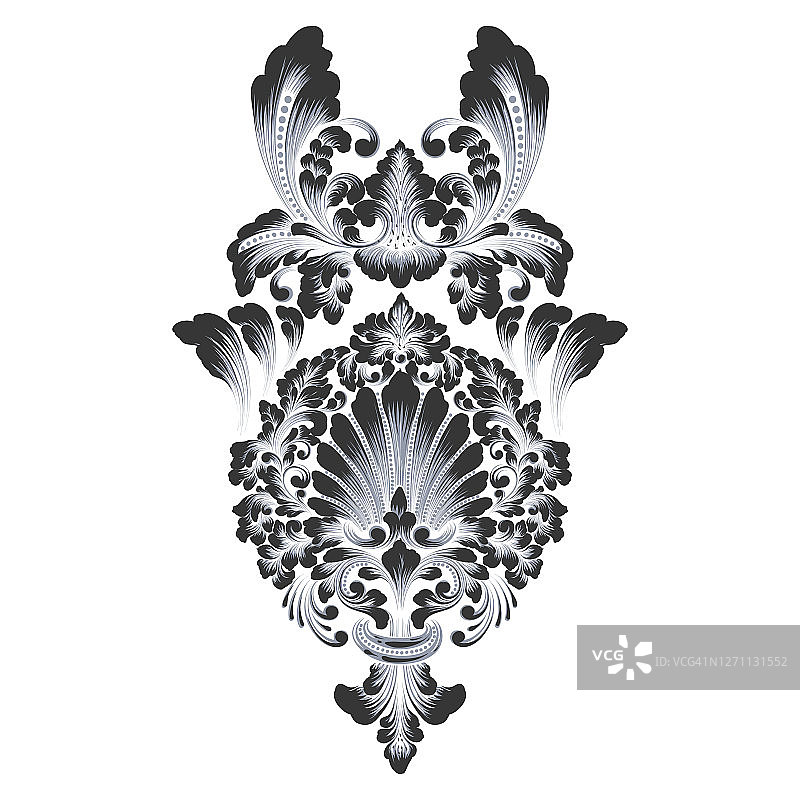 大马士革矢量元素：古典奢华复古花纹，皇家维多利亚风格壁纸、纺织品贴图图片素材