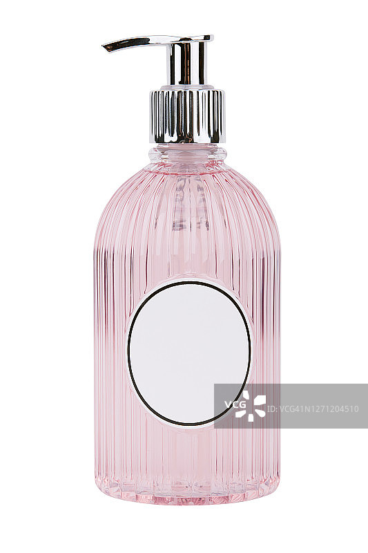 带分配器的透明塑料瓶装液体洗手液图片素材