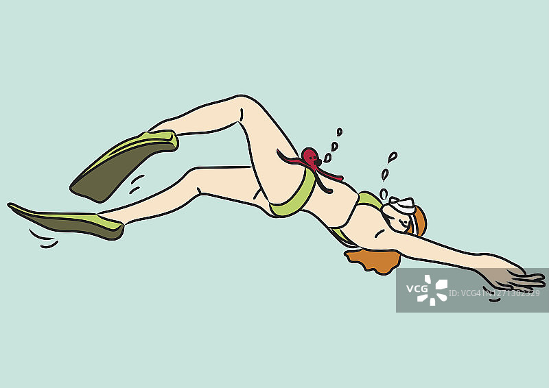 在水中自由游泳的女人图片素材