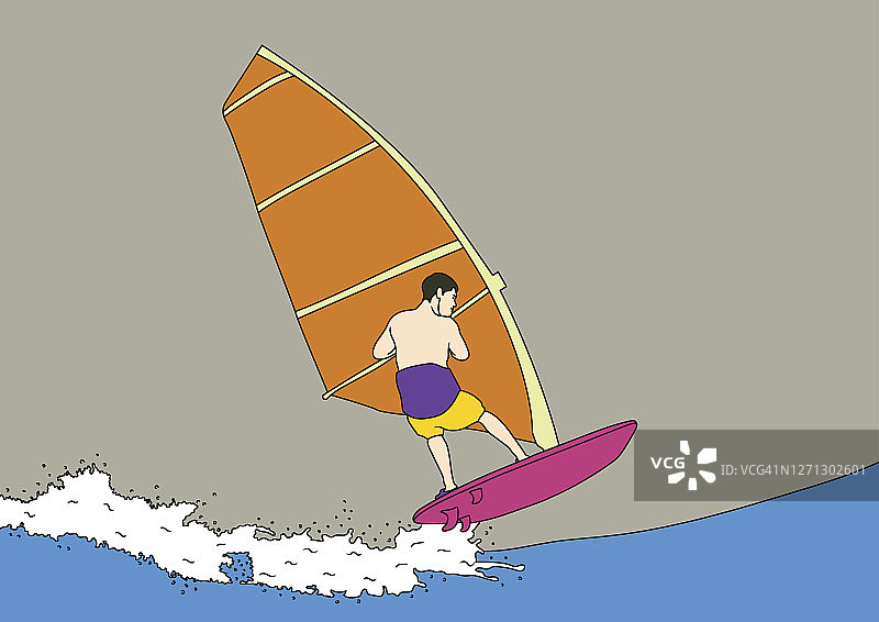 男子表演帆板技巧图片素材