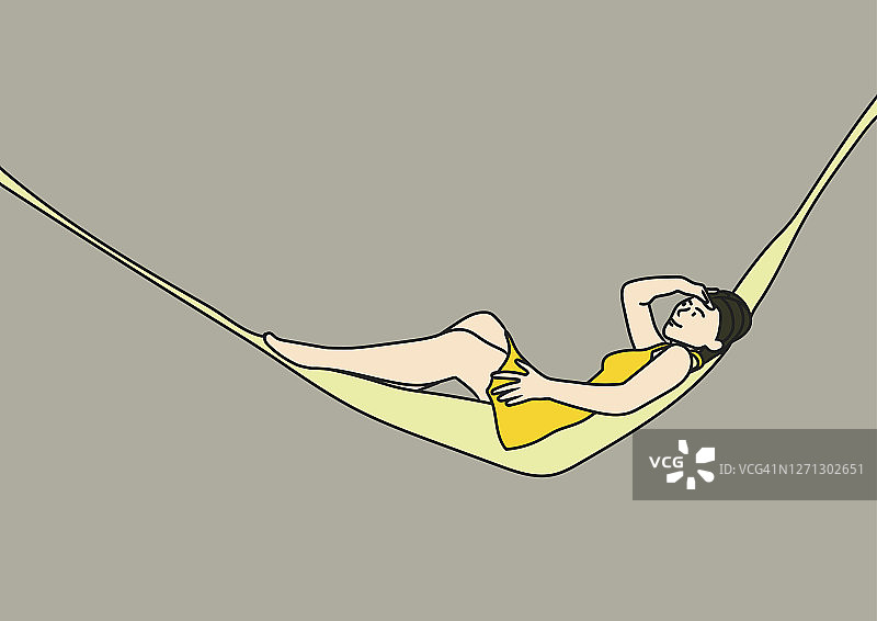 躺在吊床上的女人图片素材