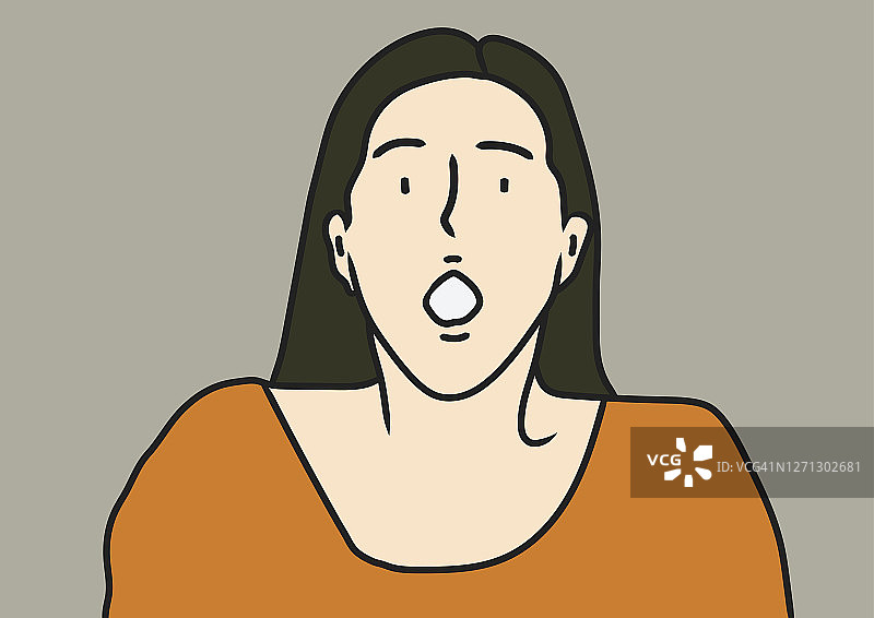 一名表情尴尬的张嘴女人图片素材