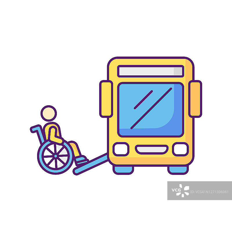 公共汽车坡道RGB颜色图标图片素材