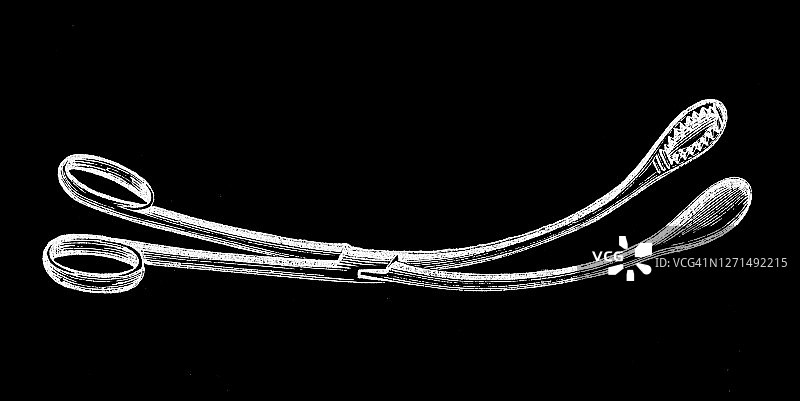 胎盘钳手术器械古老雕刻插图图片素材