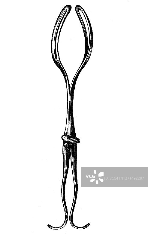 霍奇产科镊子古老雕刻插图图片素材