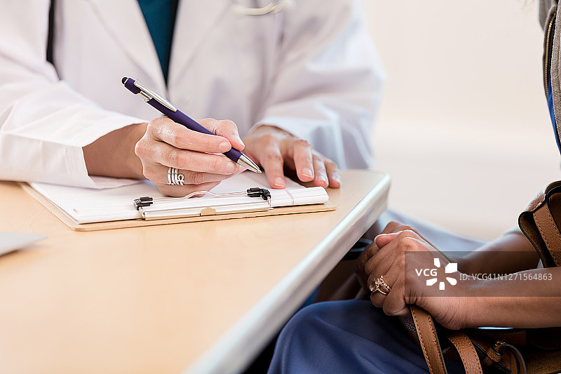 医生与患者一起审查知情同意书图片素材