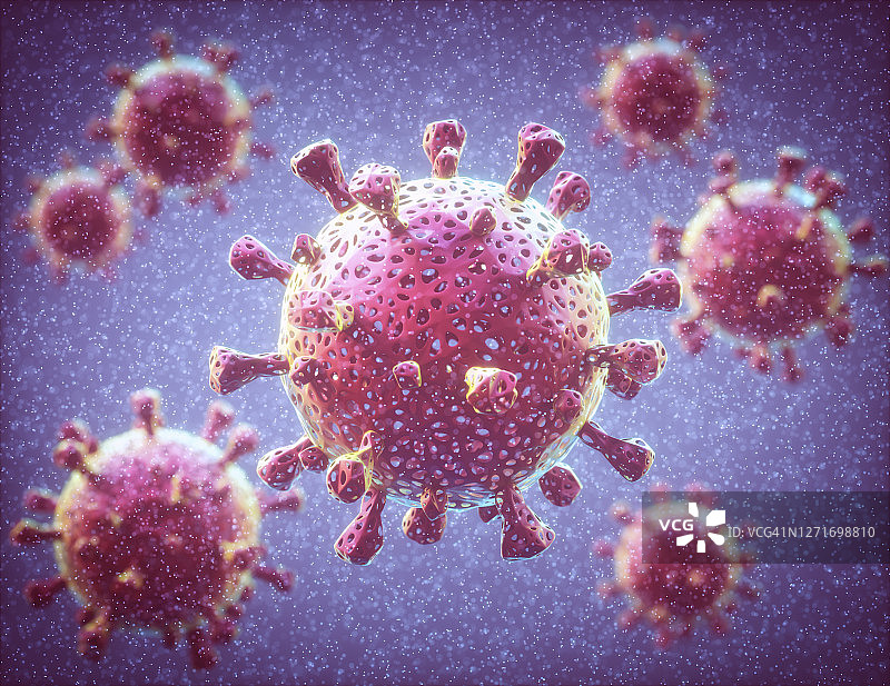 Covid-19冠状病毒颗粒，插图图片素材