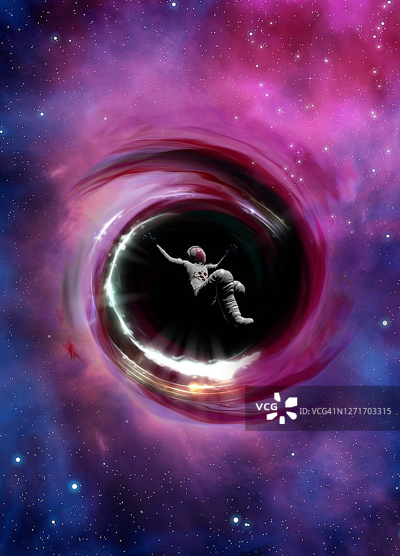 宇航员坠入黑洞概念插画图片素材