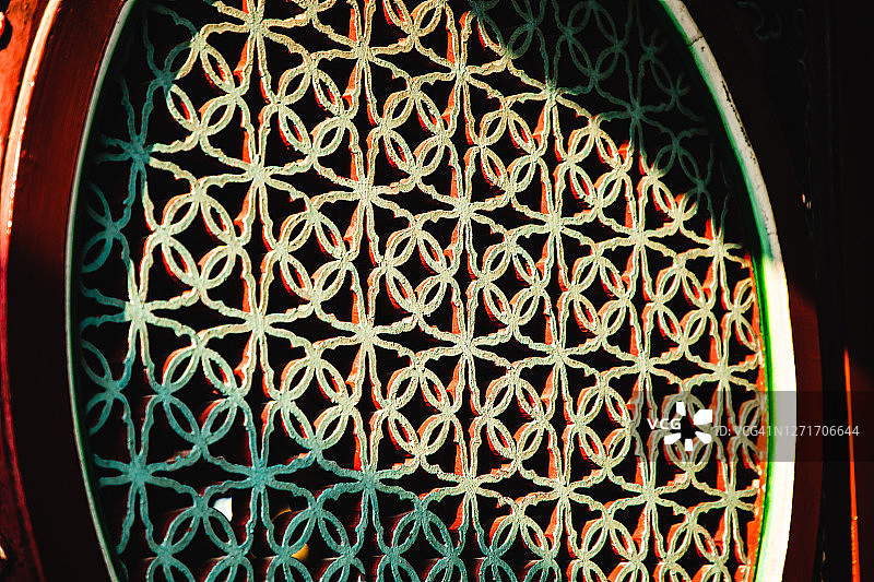 带有寓意中国文化中财富和繁荣图案的圆形窗框图片素材