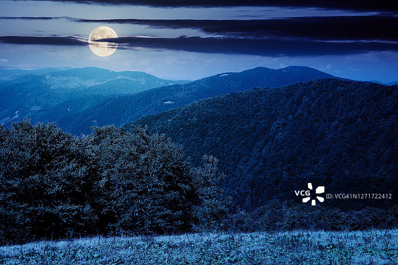 夜晚山脉风景图片素材