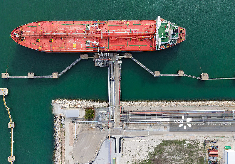 港口油轮装货，物流运输俯视图图片素材