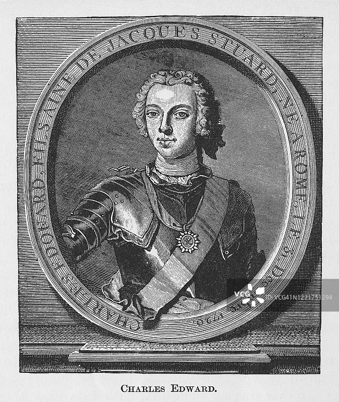 邦尼·查理王子复古雕刻图片素材