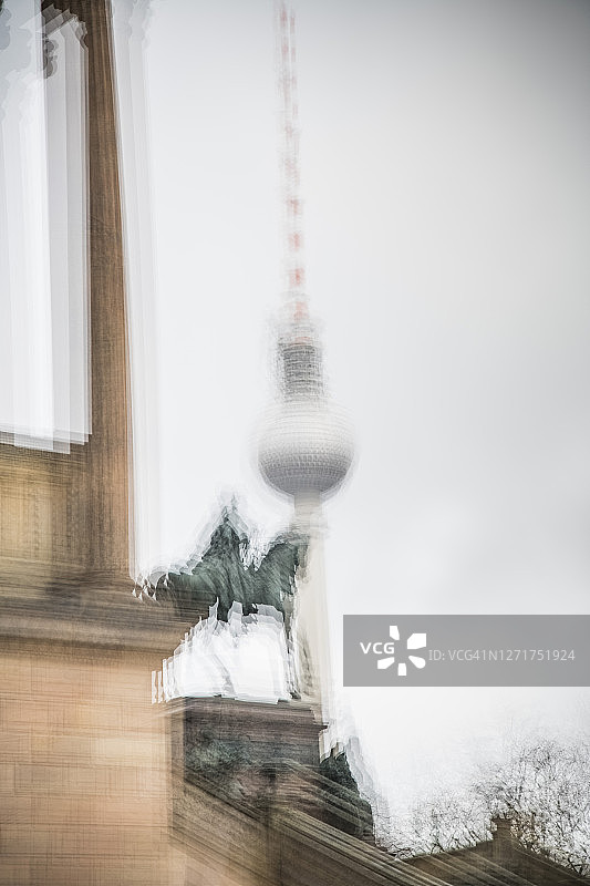 博物馆岛多次曝光抽象动态模糊效果图片素材