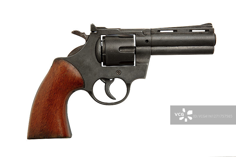 白色背景上的黑色手枪图片素材