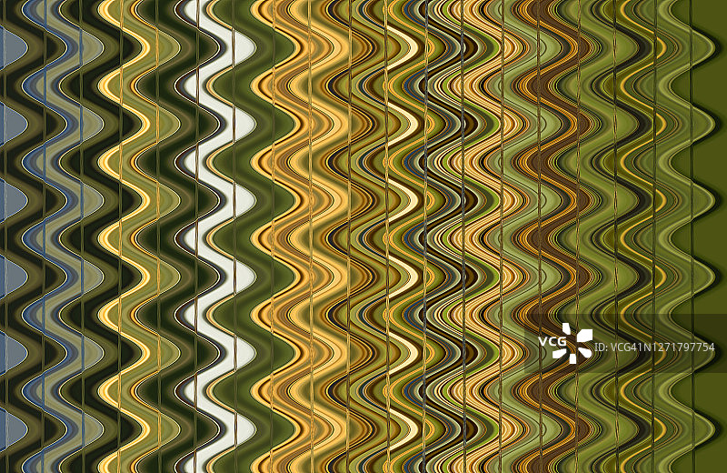 绿色金色波浪抽象锯齿形图案：干绣球照片艺术图像处理，多色几何图案背景图片素材