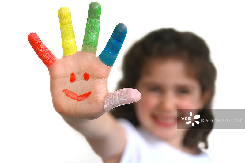 手绘多种颜色的女孩的手图片素材