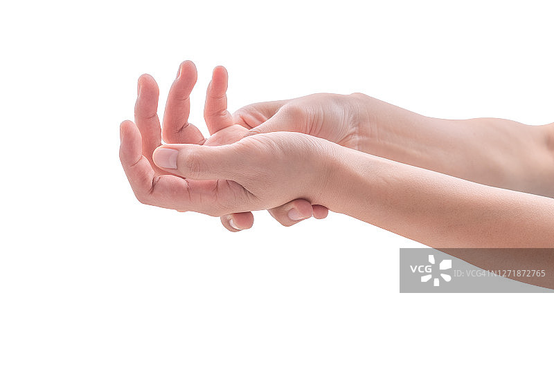 手部神经疼痛，手部麻木，白色背景图片素材