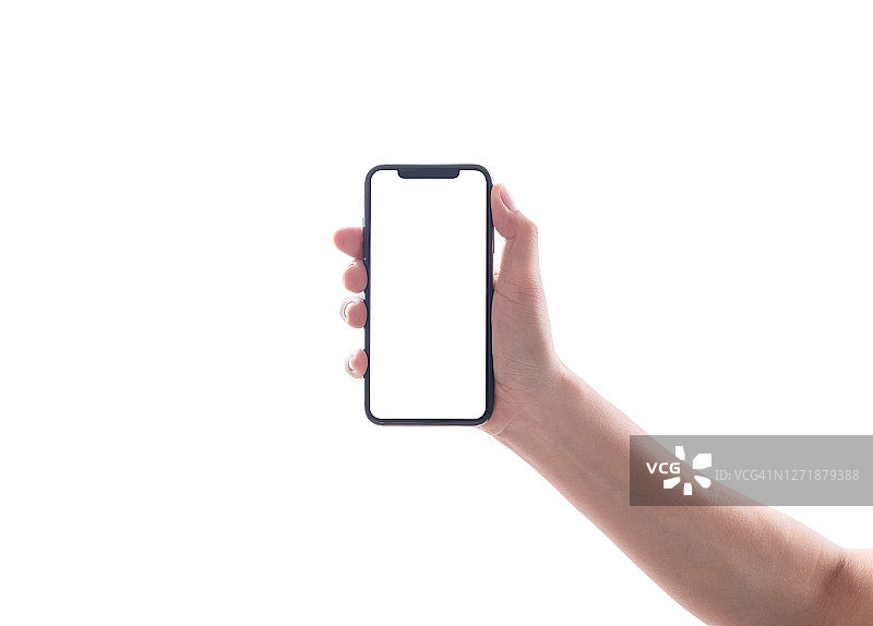 带白色屏幕的无边框智能手机样机图片素材