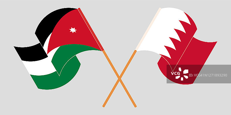 约旦和巴林交叉挥舞的旗帜图片素材