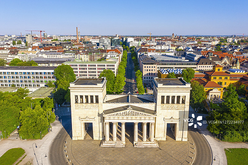 德国慕尼黑：普罗皮莱城门无人机视角图片素材