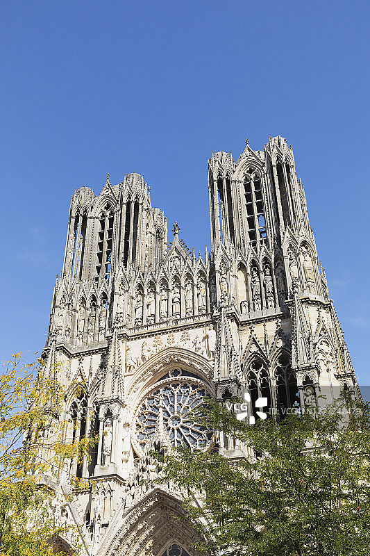 法国马恩省兰斯兰斯大教堂外墙图片素材