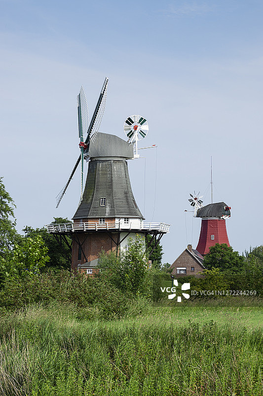 德国下萨克森州克鲁姆霍恩格里特西尔的历史风车图片素材
