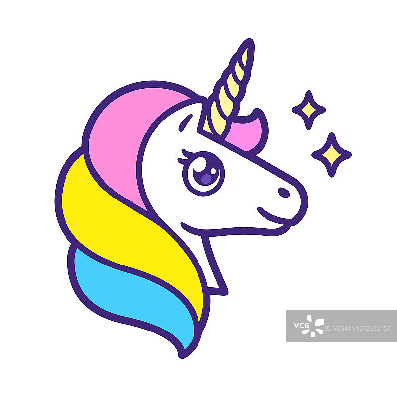 卡通独角兽头图片素材