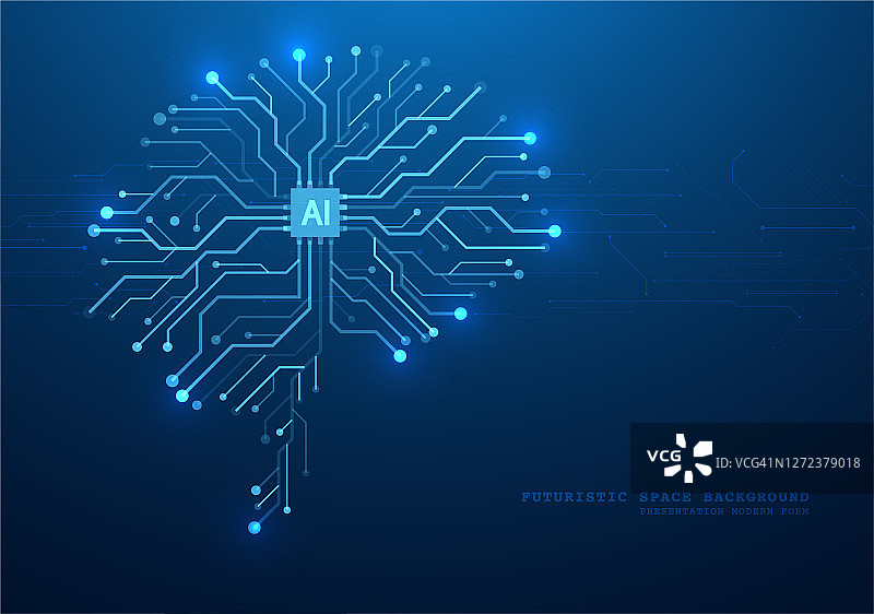 技术大脑和机器学习概念图片素材