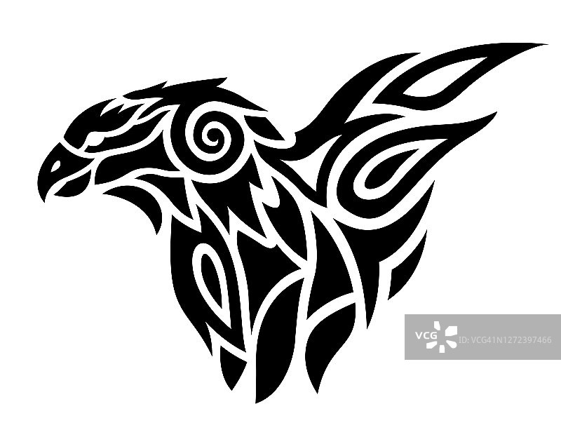 黑色掠食鸟部落图腾纹身图片素材