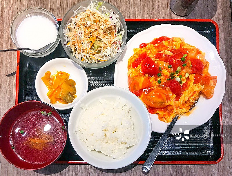 糖醋虾仁鸡蛋定食套餐图片素材