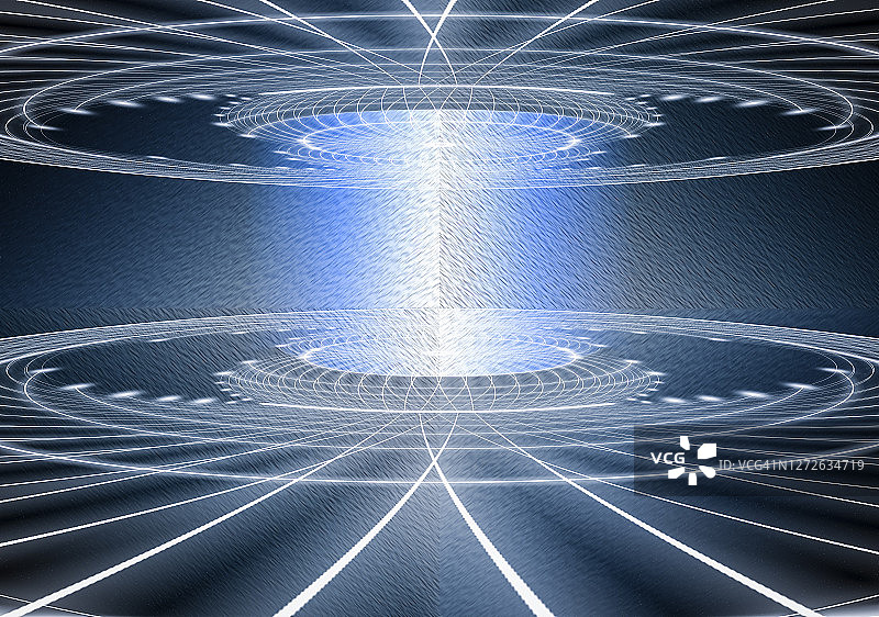 宇宙飞船内光效抽象插画，极坐标反射背景图片素材