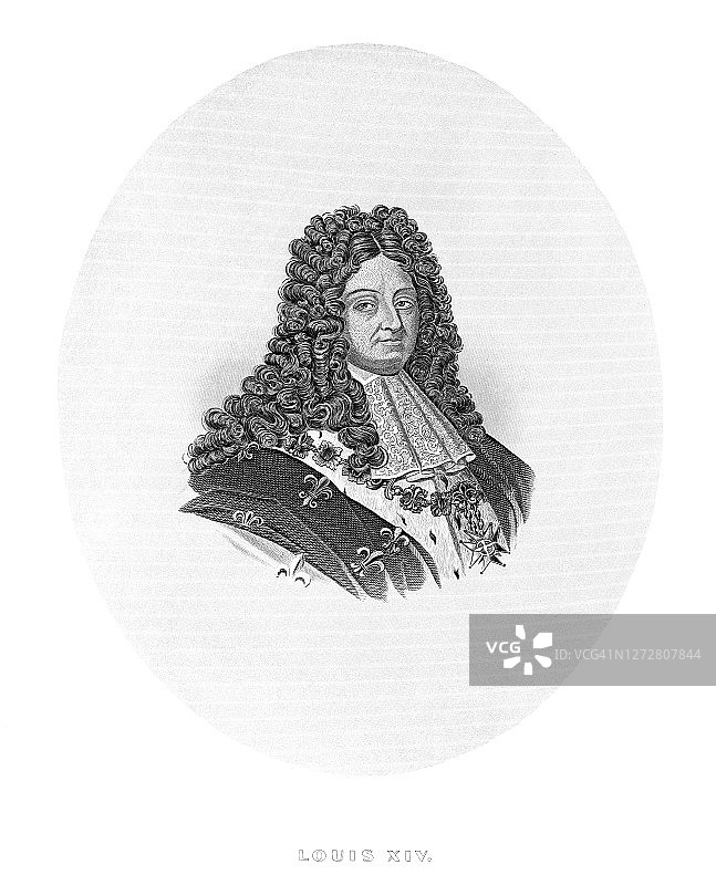 路易十四复古雕刻插图图片素材