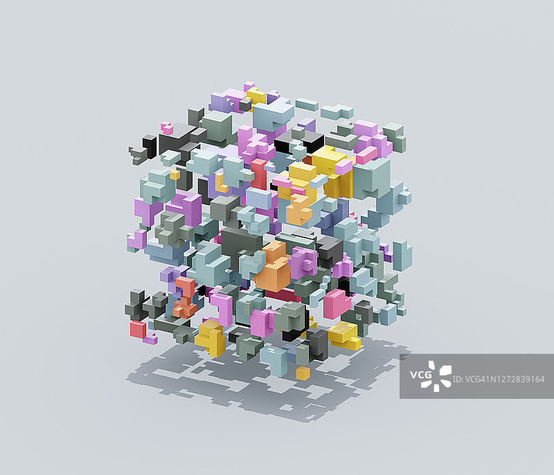 形成立方体的漂浮块状图形图片素材