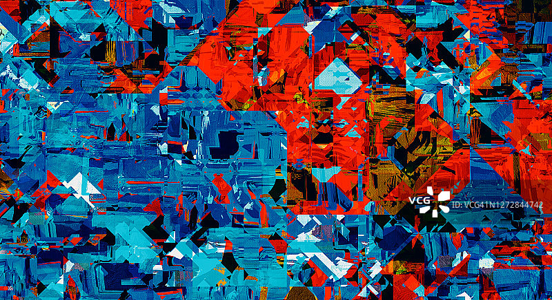 抽象三角形几何形状红蓝故障纹理背景图片素材