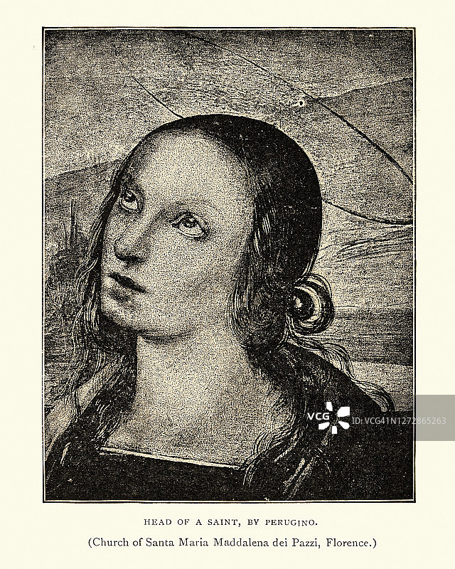 圣徒头像，仿彼得罗·佩鲁吉诺，文艺复兴艺术图片素材