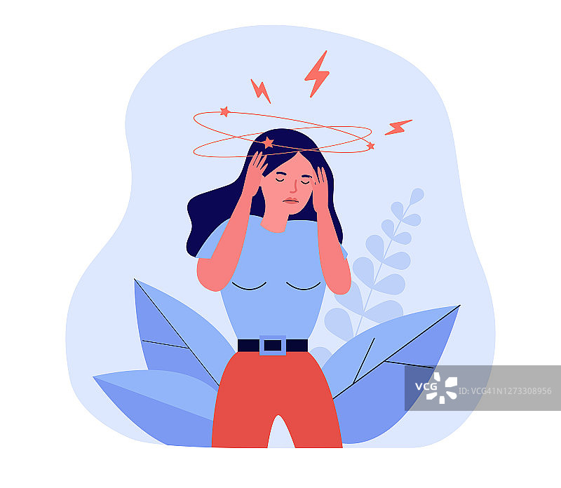 女子感到眩晕图片素材