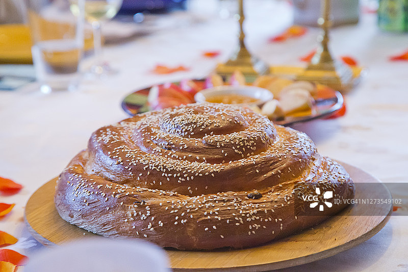 犹太新年哈拉面包图片素材