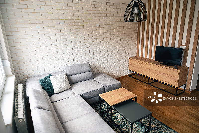 现代客厅内景（高角度）图片素材