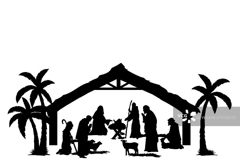 耶稣诞生轮廓图片素材