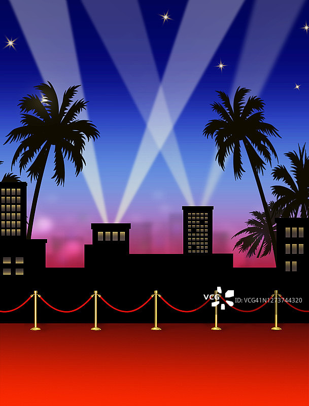 红毯明星，3D城市插画图片素材