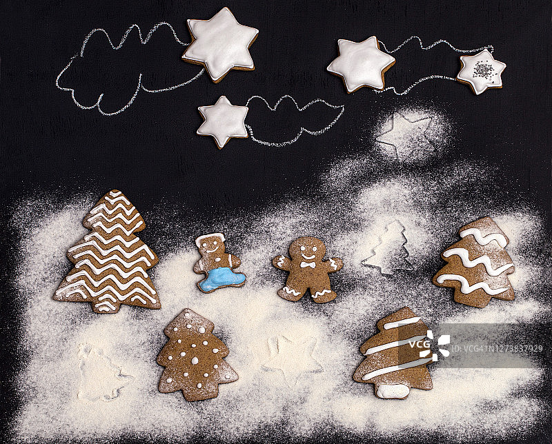 姜饼饼干的俯视图图片素材