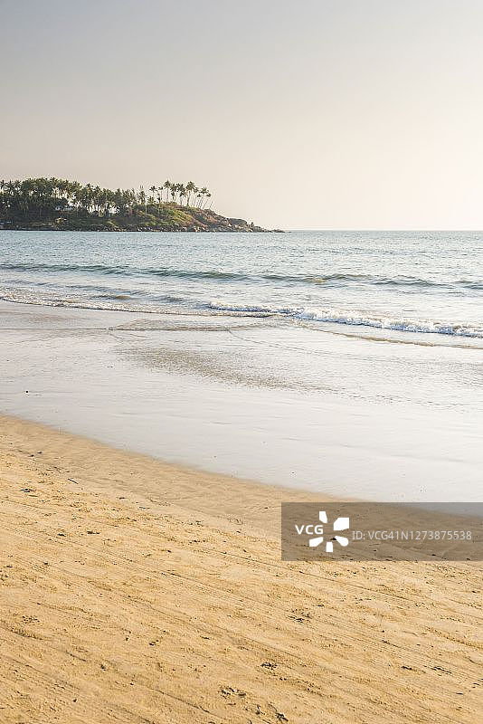 印度果阿邦棕榈树白沙滩图片素材