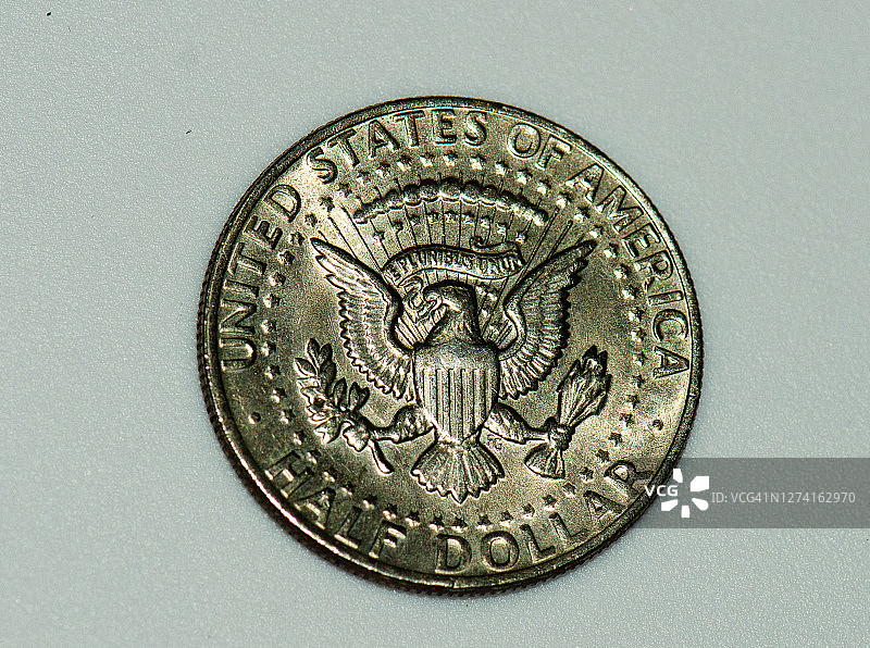 带有约翰·肯尼迪头像的美国半美元硬币图片素材