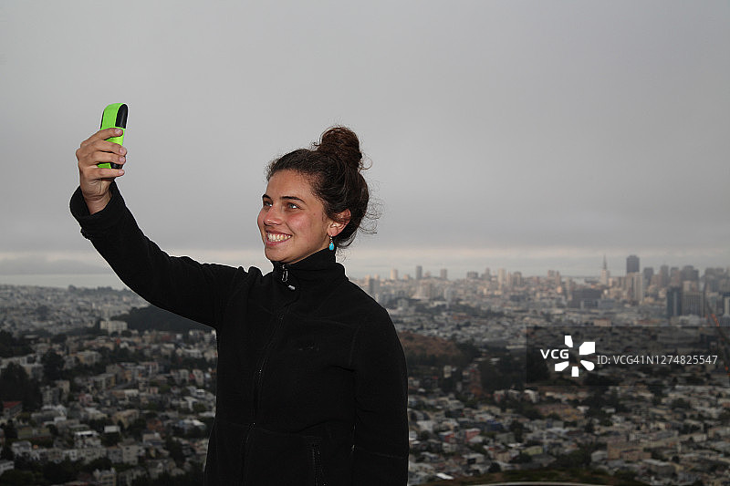 在旧金山日落时自拍图片素材