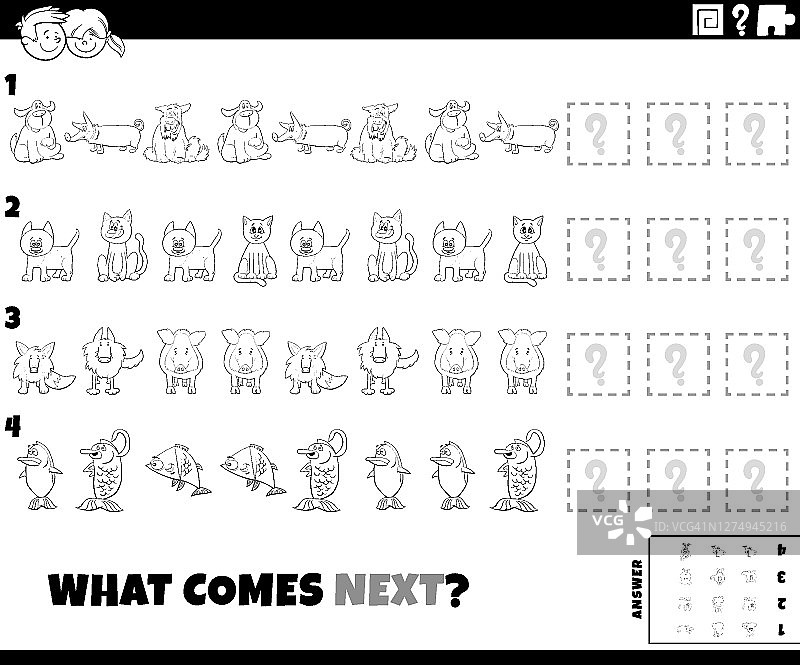 卡通动物填色书图案图片素材