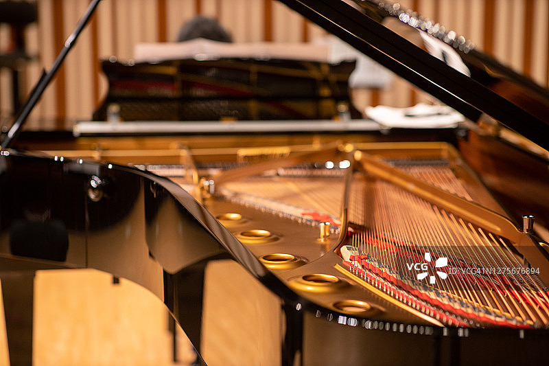 音乐厅内的三角钢琴图片素材