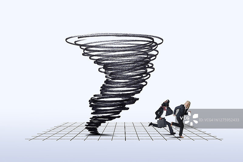 逃离旋风的商人和女商人图片素材