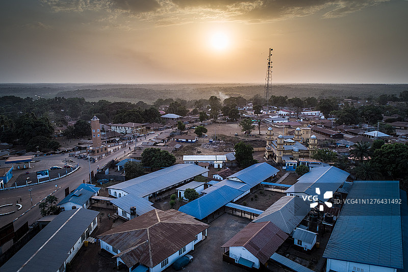 塞拉利昂洛科港的日落图片素材