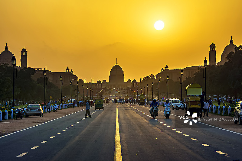 印度总统府日落图片素材